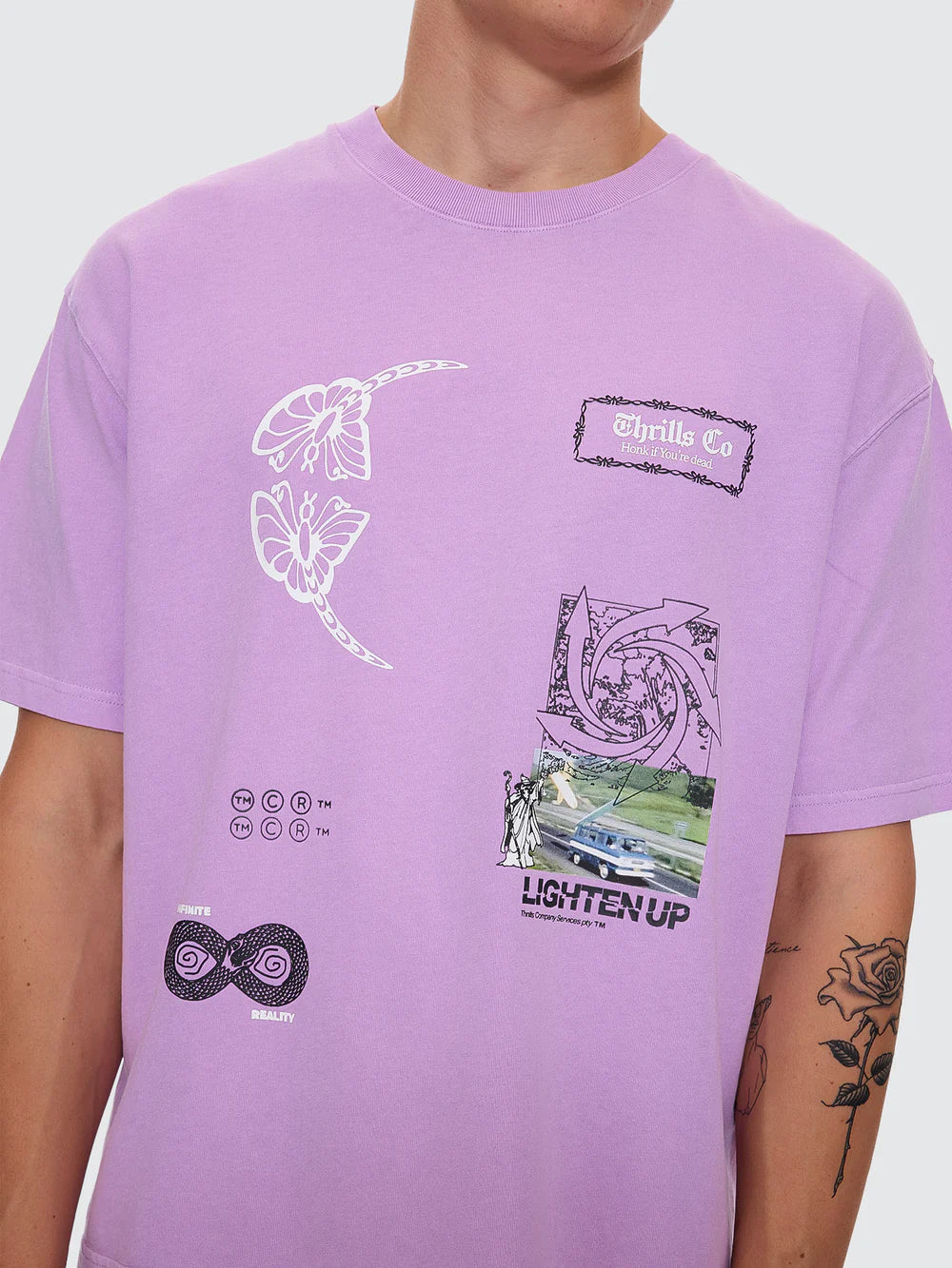 LIGHTEN UP BOX FIT OVERSIZE SHORT TEE SHEER LILAC