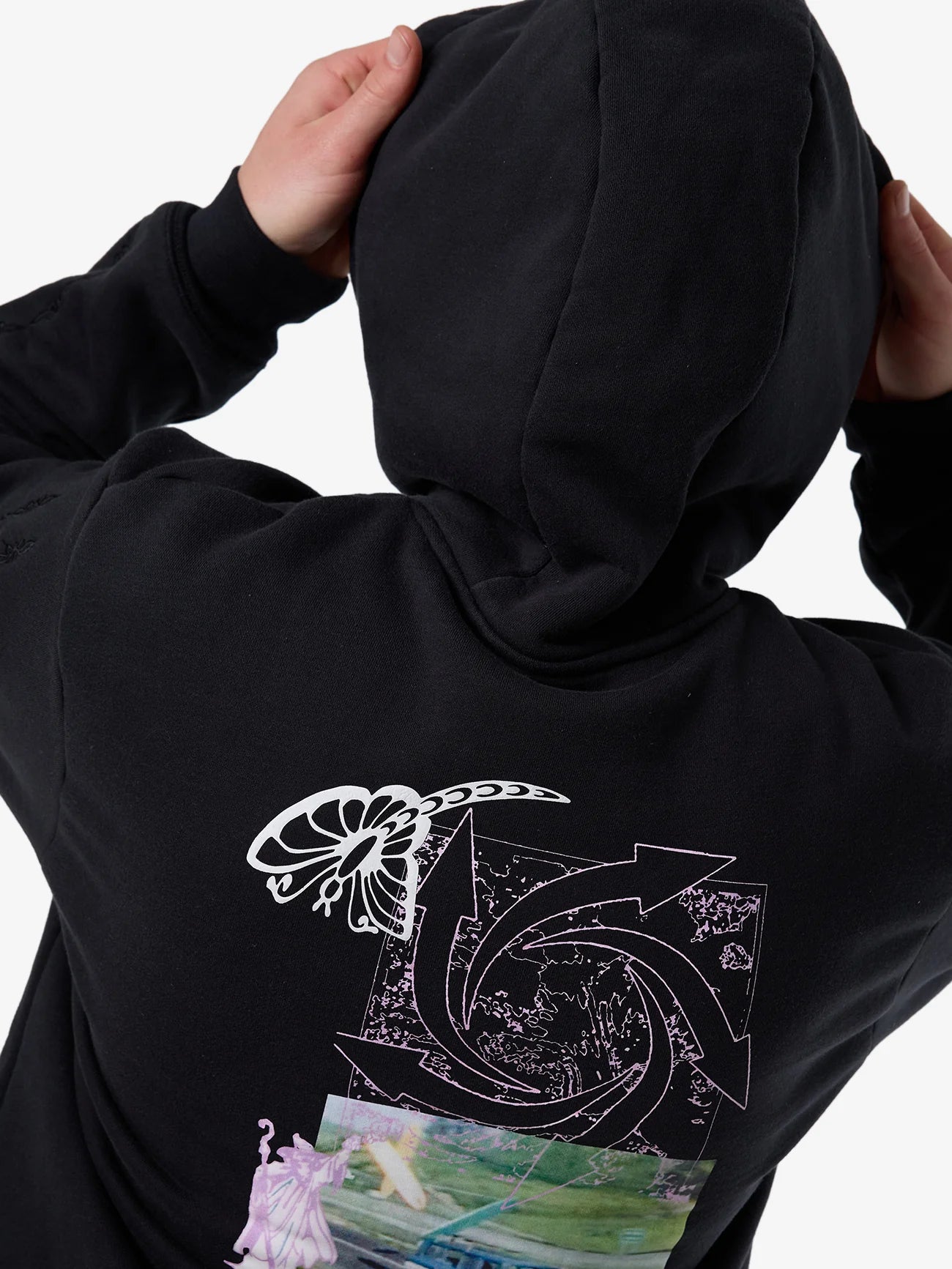 LIGHTEN UP SLOUCH PULL ON HOOD WASHED BLACK