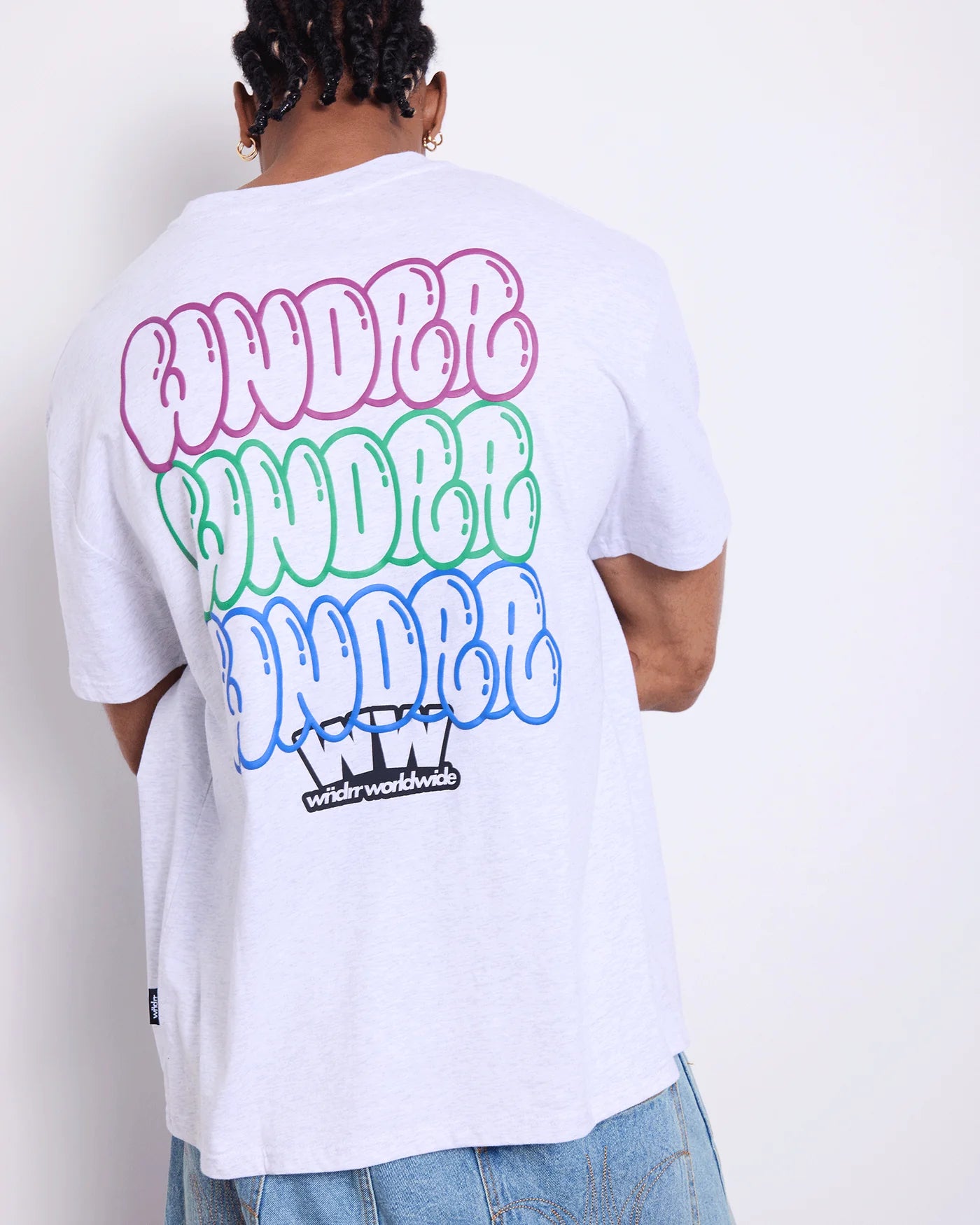 BLISSED OUT BOX FIT TEE WHITE MARLE