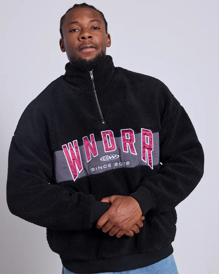 HASHI 1/4 ZIP SHERPA FLEECE BLACK