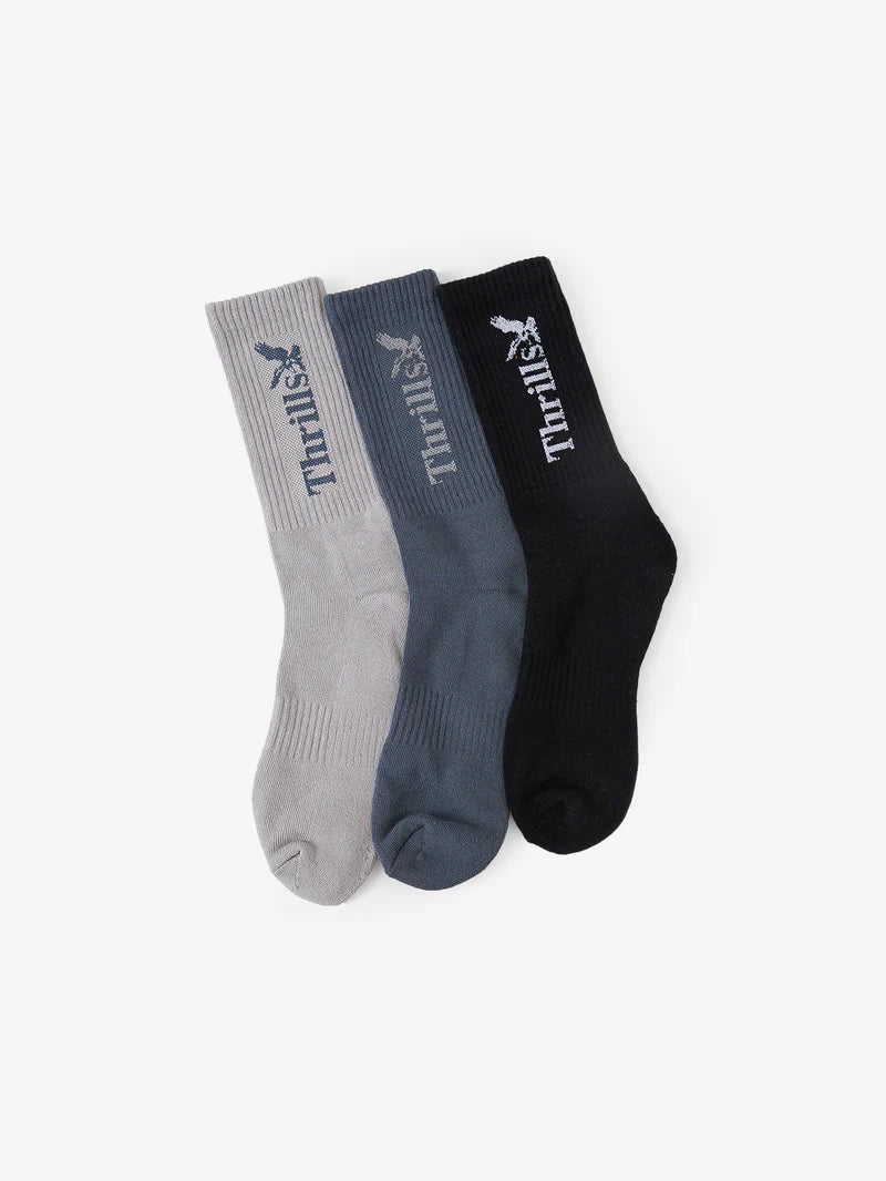 THRILLS WORKWEAR 3 PK SOCKS ALLOY/PETROL/BLK