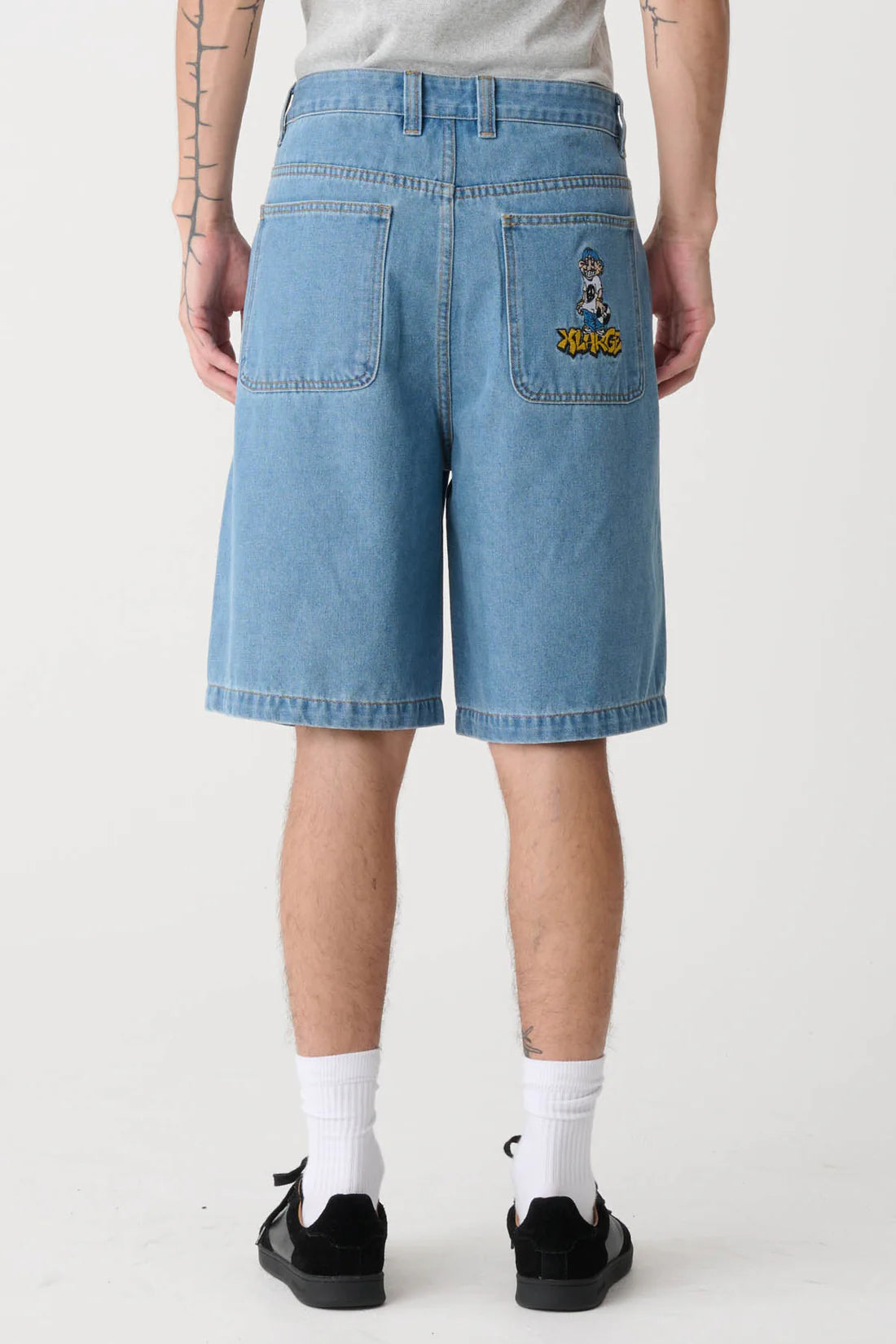 PEACE MAN BULL DENIM SHORT MID BLUE DENIM