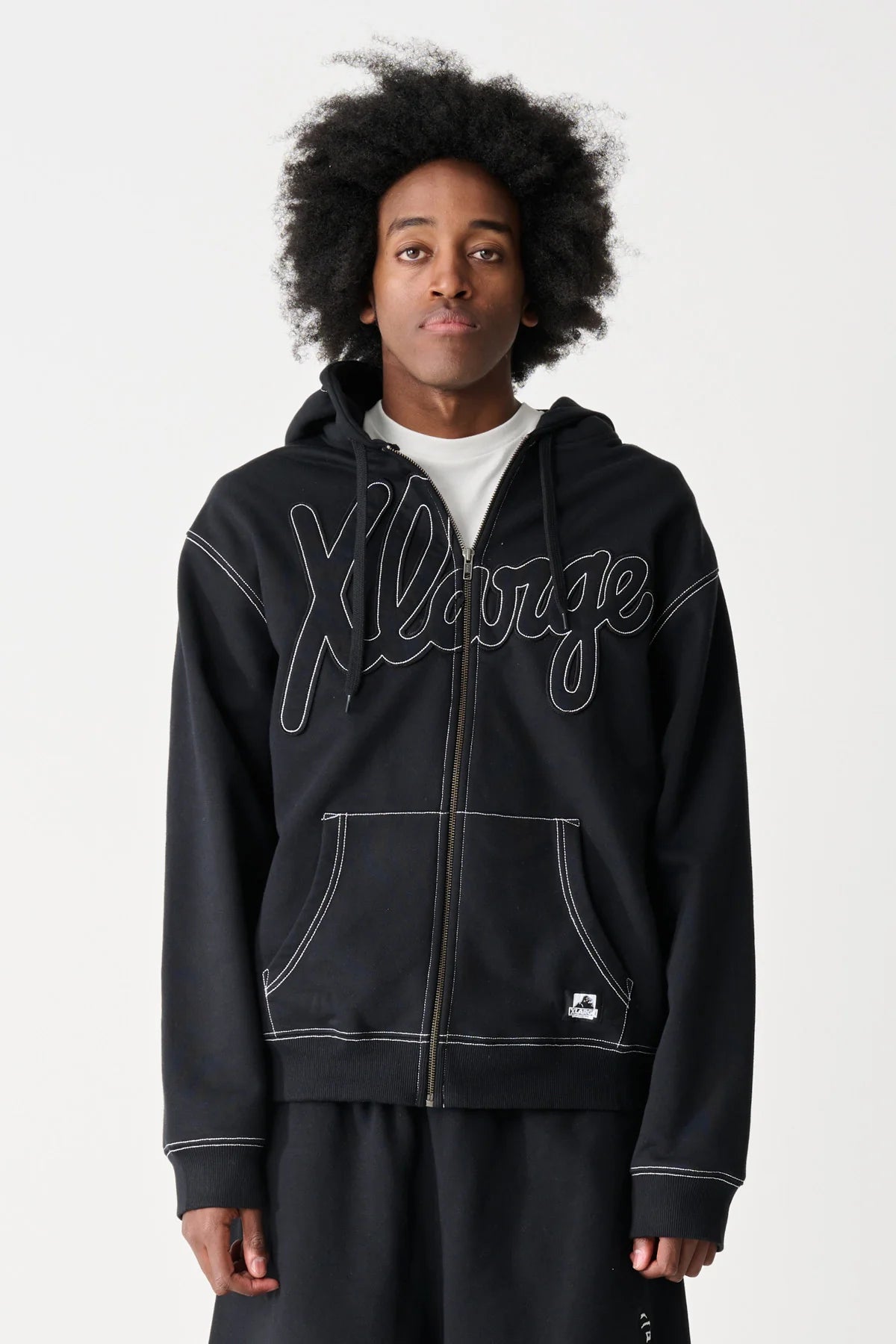 SCRIPT ZIP THRU HOOD BLACK
