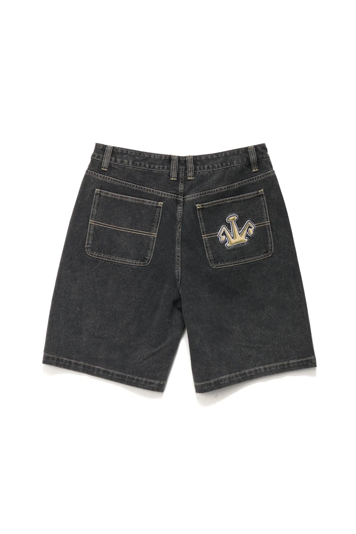 FOLDED CROWN BULL DENIM SHORT DOUBLE DYE BLACK