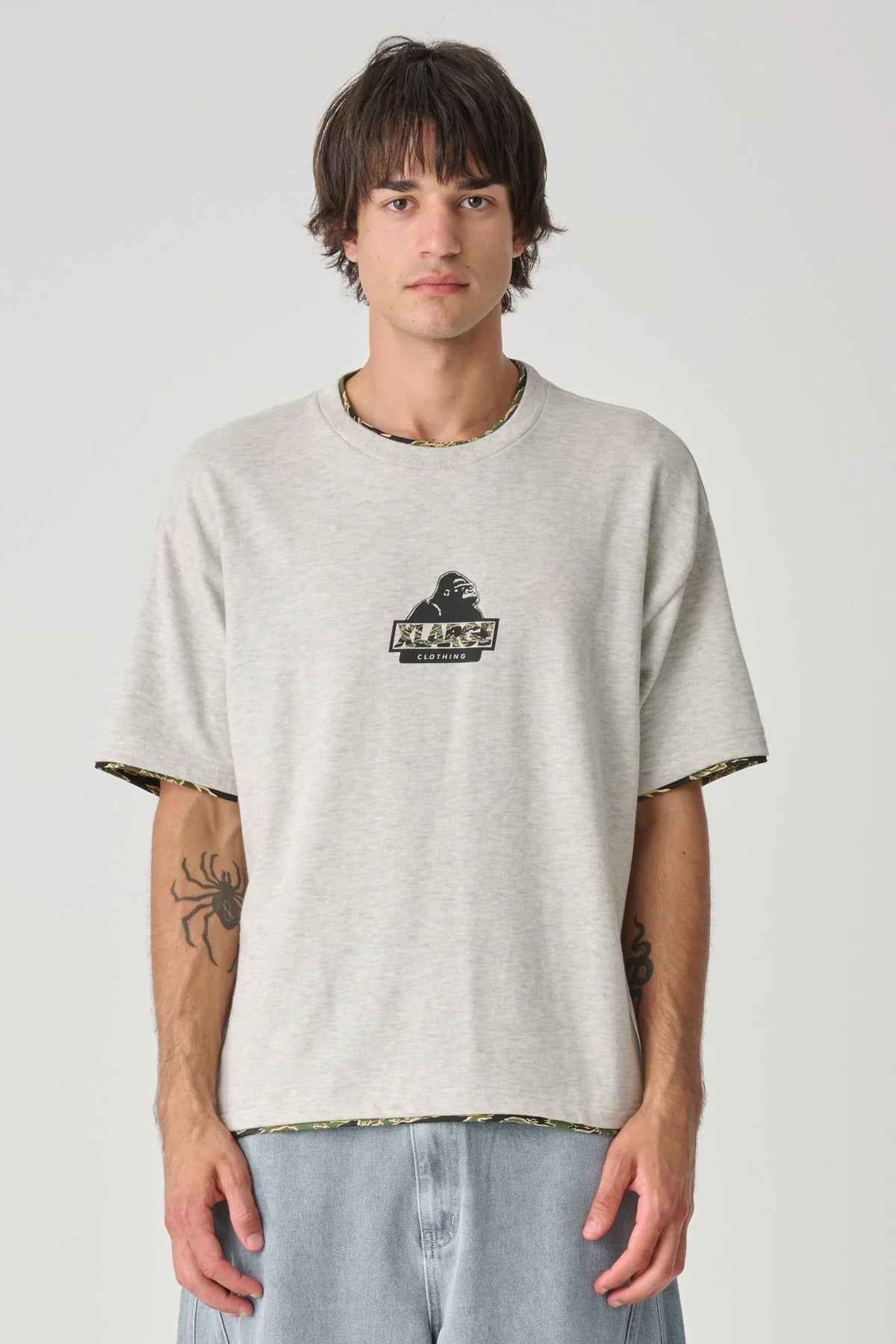DOUBLE LAYER GORILLA FIT TEE ASH HEATHER