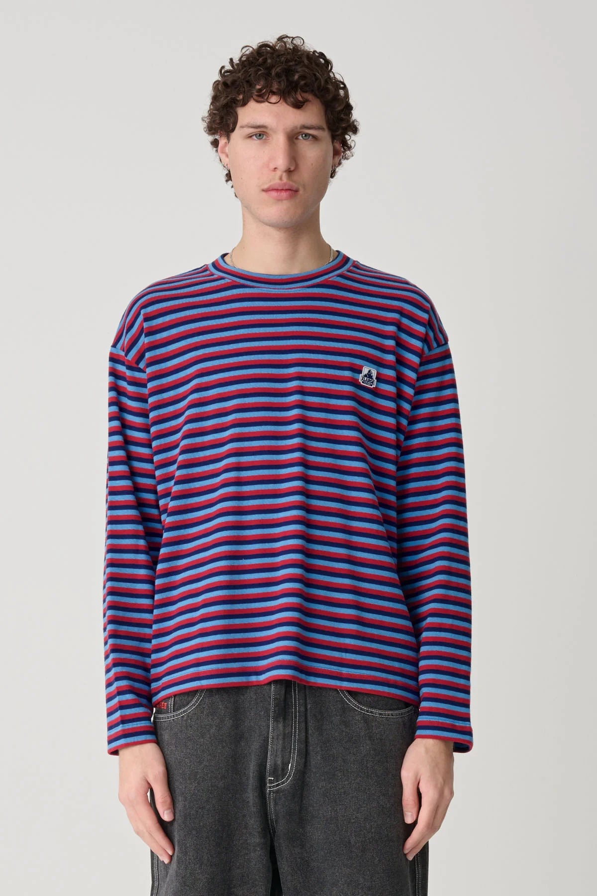 STRIPE GORILLA FIT LS TEE BLUE