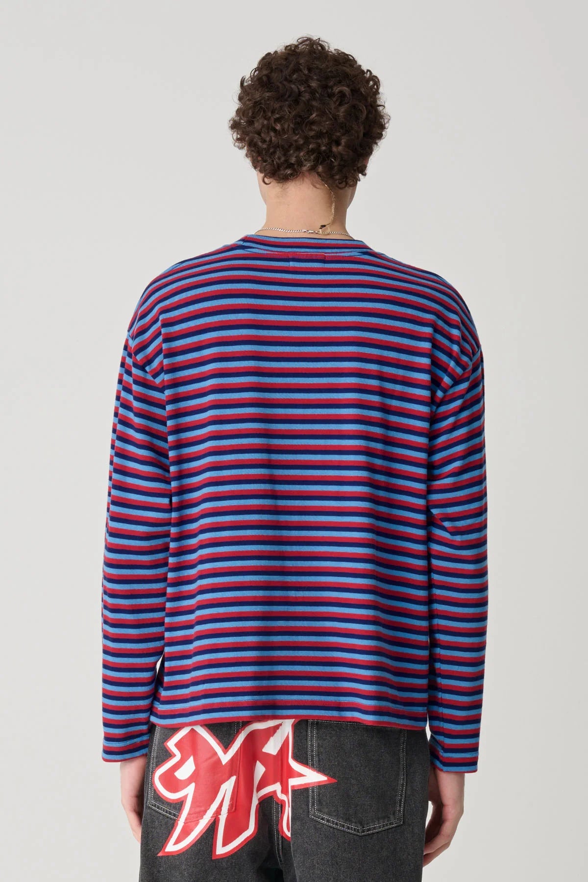 STRIPE GORILLA FIT LS TEE BLUE