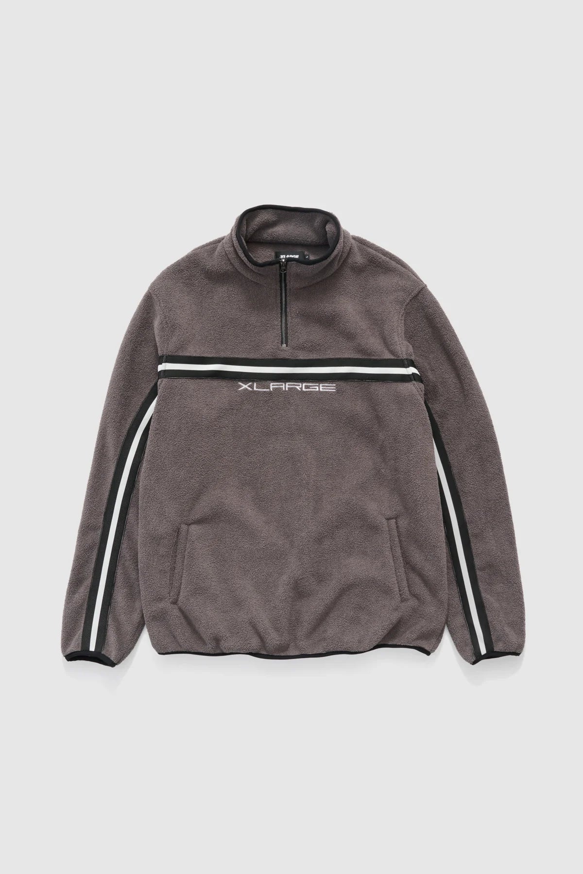 STRIPE POLAR FLEECE 1/4 ZIP MOCHA