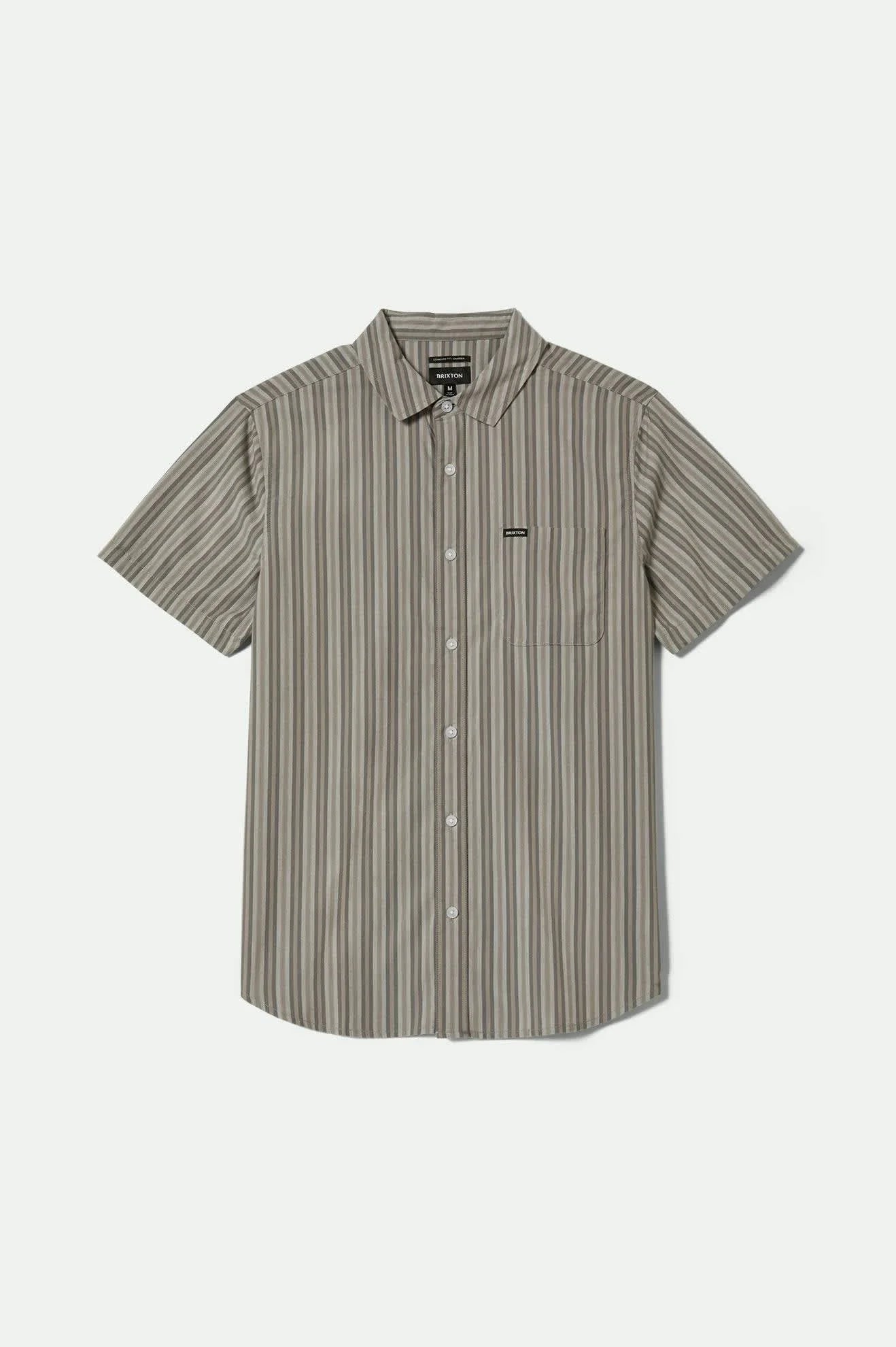 CHARTER STRIPE S/S WVN SHIRT CHARCOAL GREY