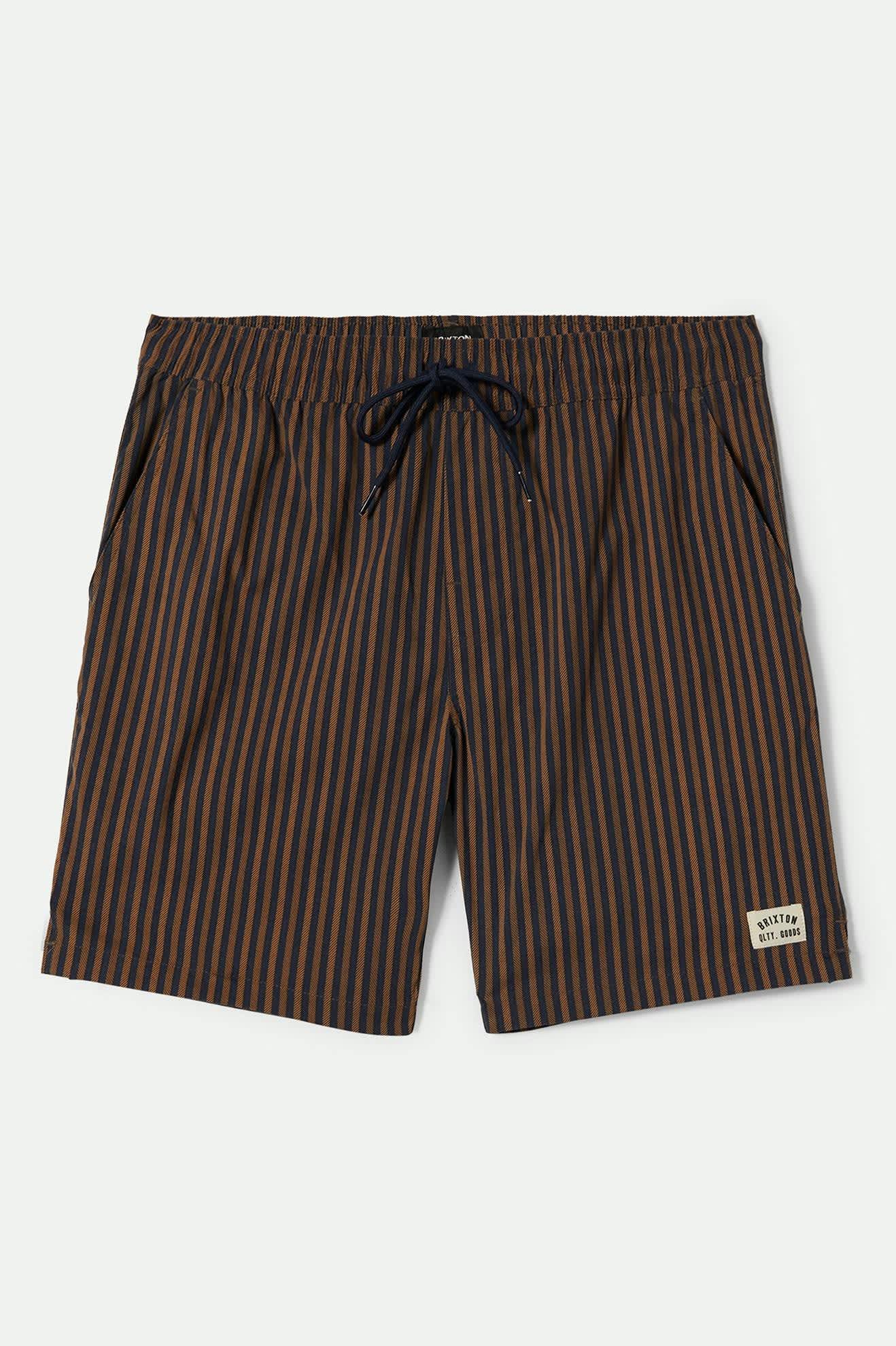 EVERYDAY HYBRID SHORT 7" WASHED NAVY/SUNBAKED HERRINGBONE STRIPED