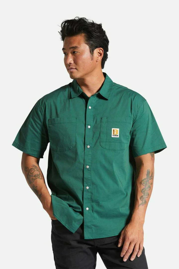 BUILDERS MECHANIC SS WAAVEN SHIRT TREKKING GREEN