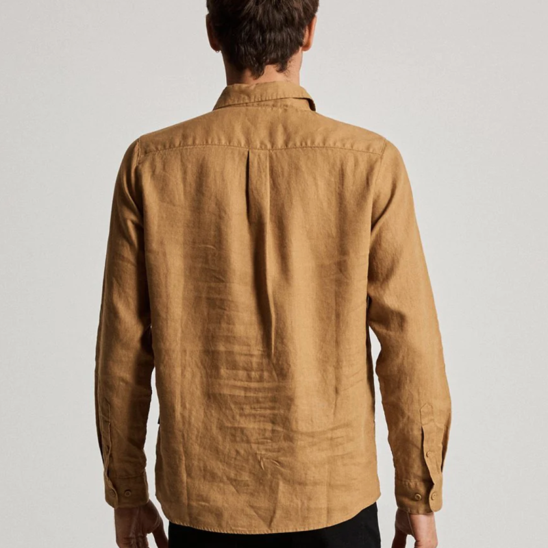 LINEN LS SHIRT TOBACCO