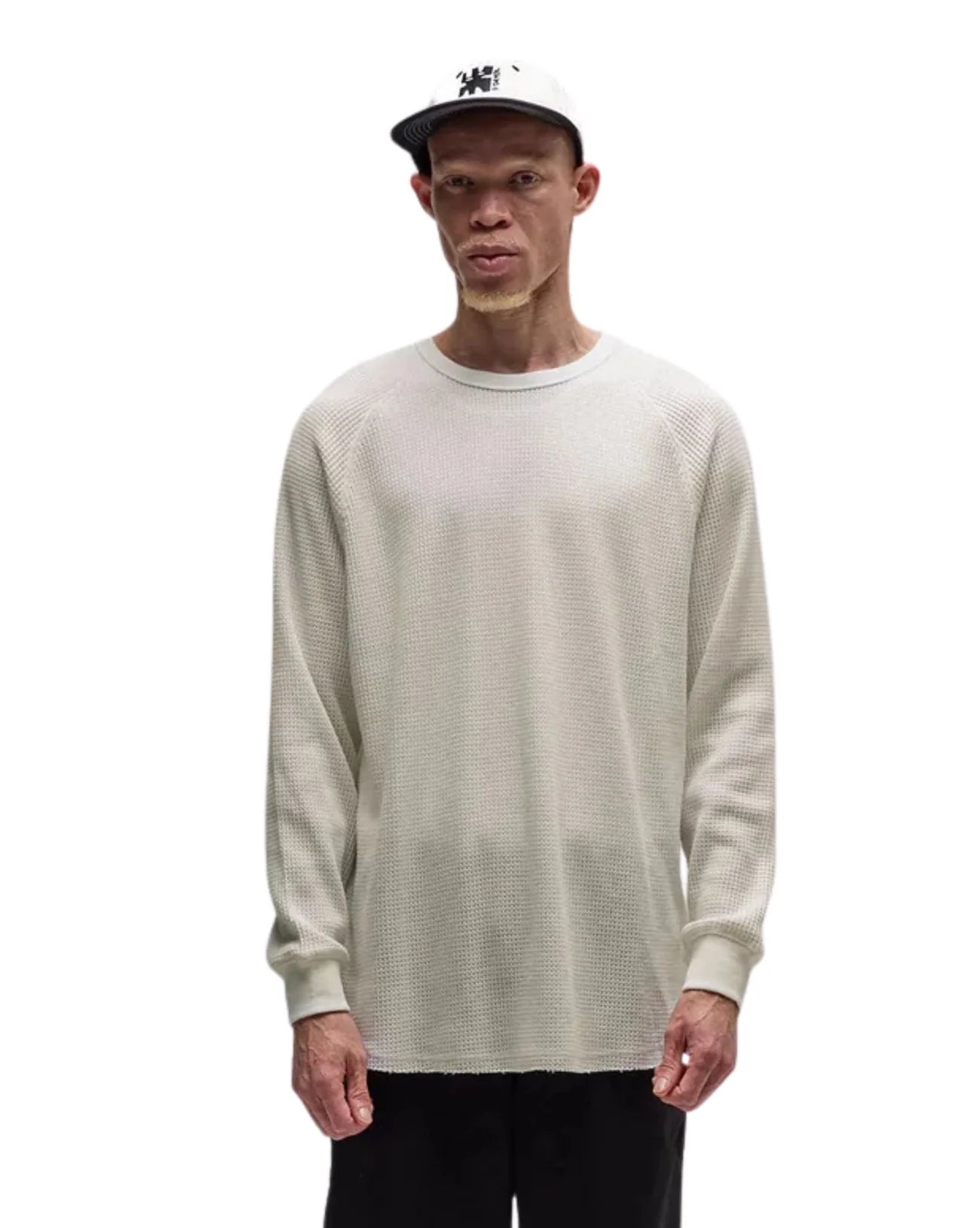 AG RAGLAN WAFFLE LS TEE BONE