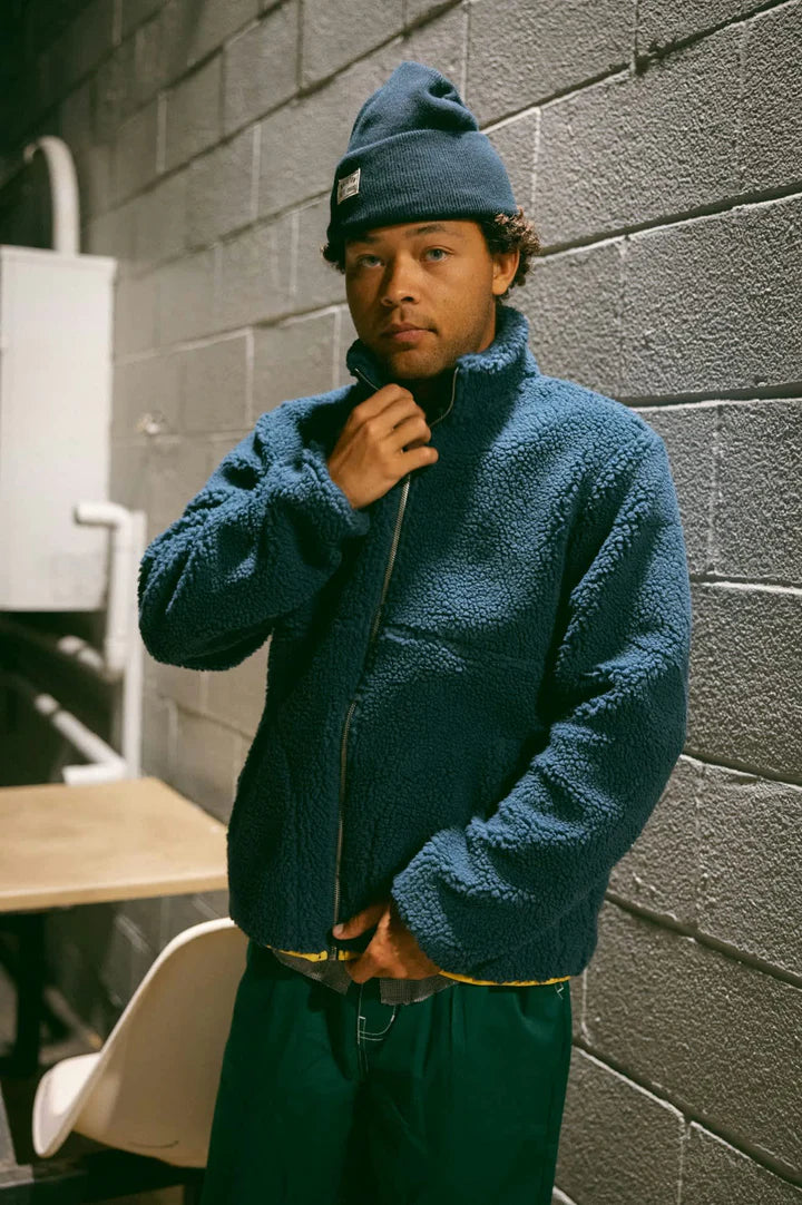 ARCTIC FLEECE MOCK NECK JACKET WASHED NAVY