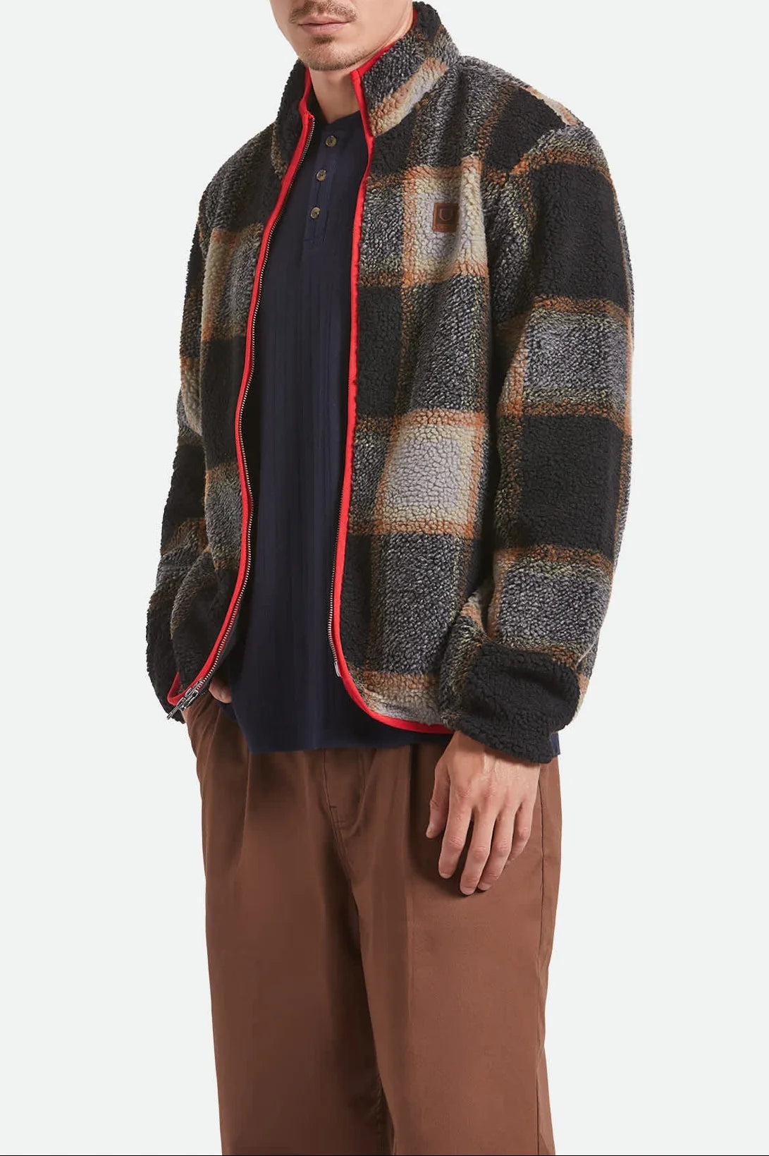 BUFFALO PLAID SHERPA FZ BLACK/CREAM