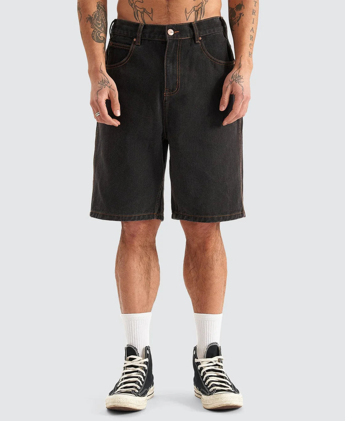 HYSON BAGGY DENIM SHORTS WASHED BLACK