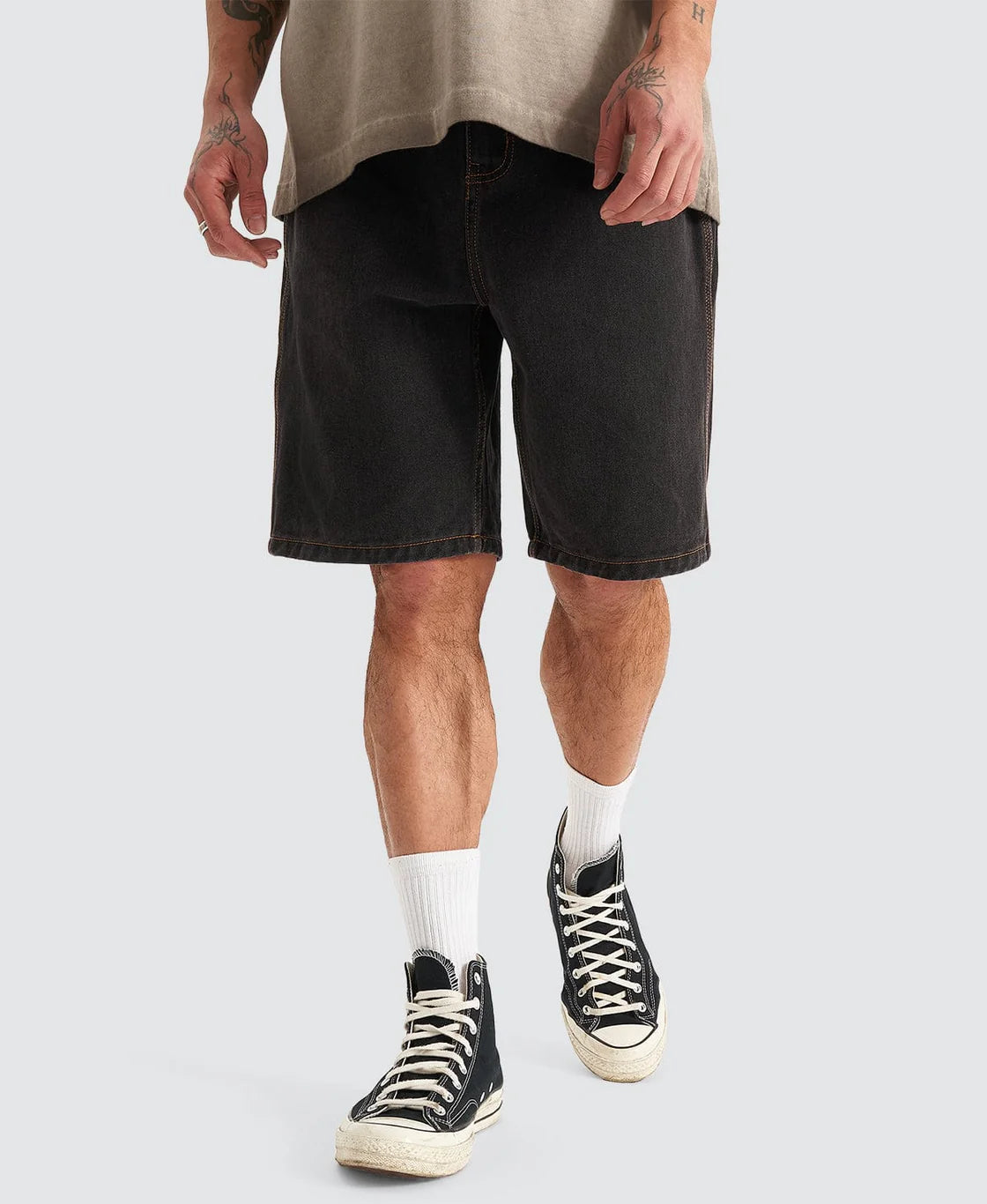 HYSON BAGGY DENIM SHORTS WASHED BLACK