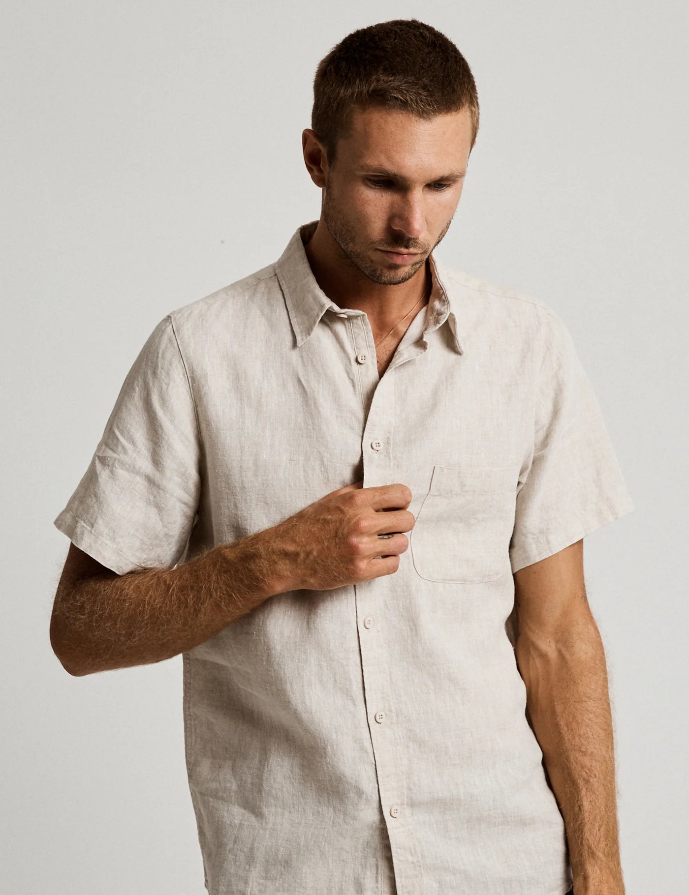 LINEN SS SHIRT  NATURAL