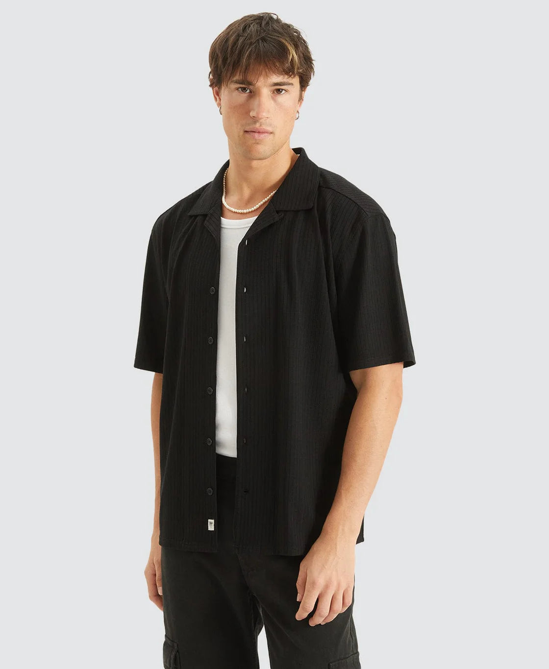 CASANOVA CROPPED RESORT SHIRT BLACK