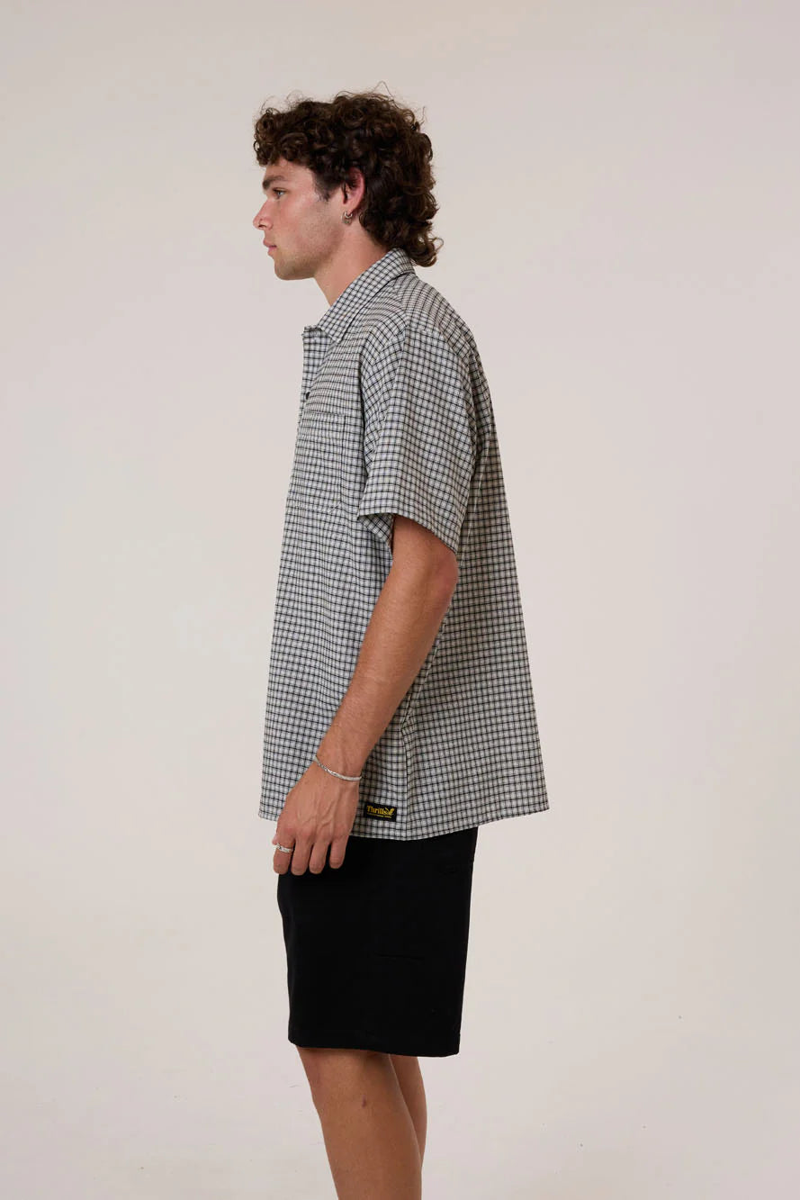 THRILLS UNION SHORT SLEEVE CHECK SHIRT LIGHT STONE