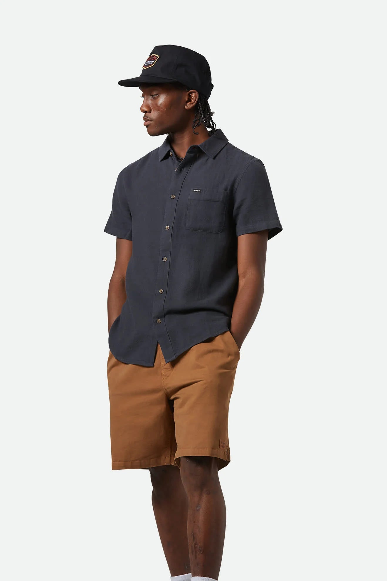 CHARTER ORGANIC S/S SHIRT WASHED BLACK
