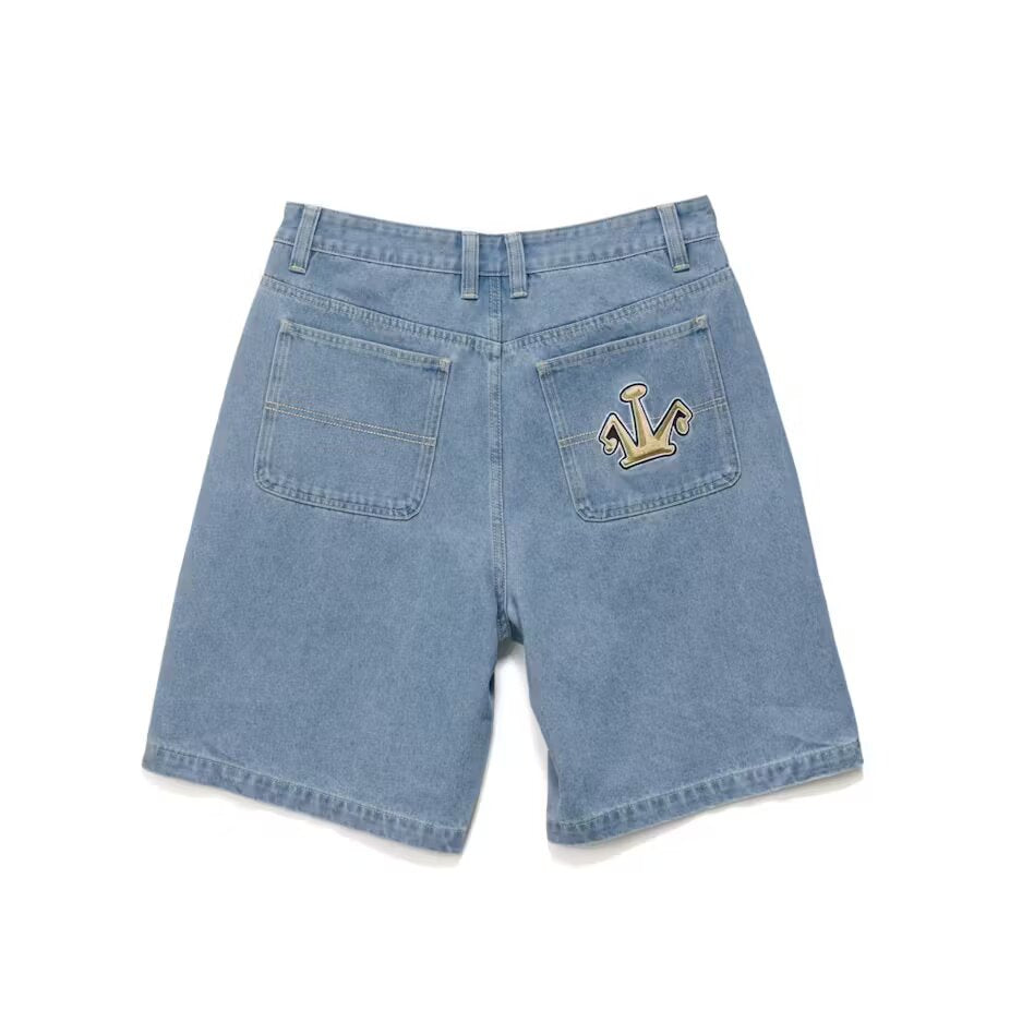 FOLDED CROWN BULL DENIM SHORT MID BLUE